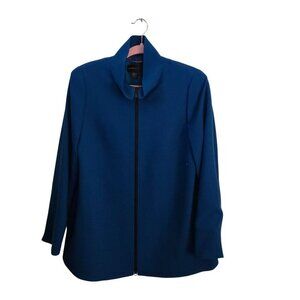 Nina Mclemore Virgin Wool Basketweave Swing Coat Raphael Blue With Flaw Size S